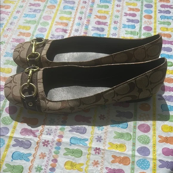 Coach Brown Gold Flats with Signature Hardware - Picture 2 of 4